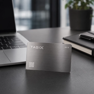 Carte en métal TAGIX sur un bureau