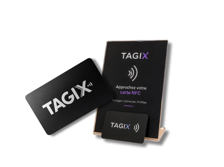 Carte NFC TAGIX et chevalet TAGIX mis en avant